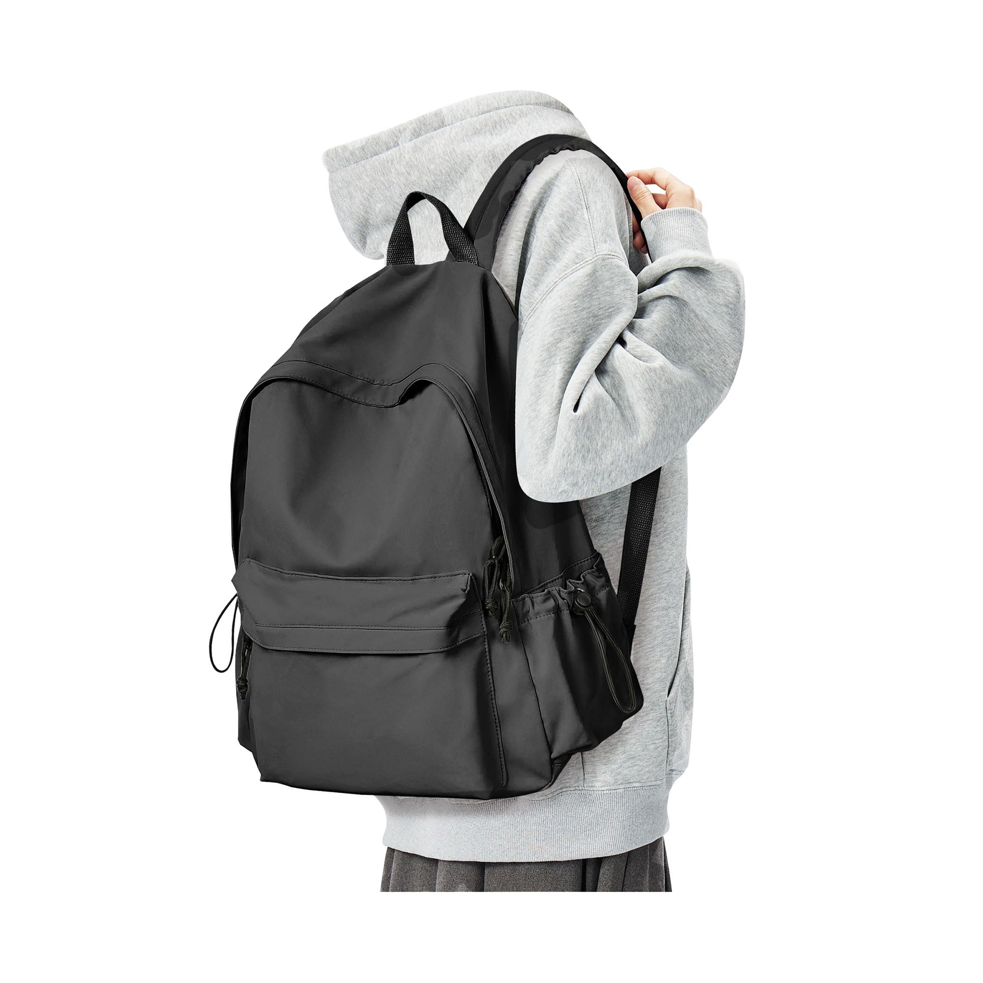 Photo 1 of Black School Backpack for Girls Women, Waterproof High School Book Bag Cute Backpack for Men Teens Boys, Small Lightweight Simple Basic Middle School Back Pack Daypack Mochilas Escolares para