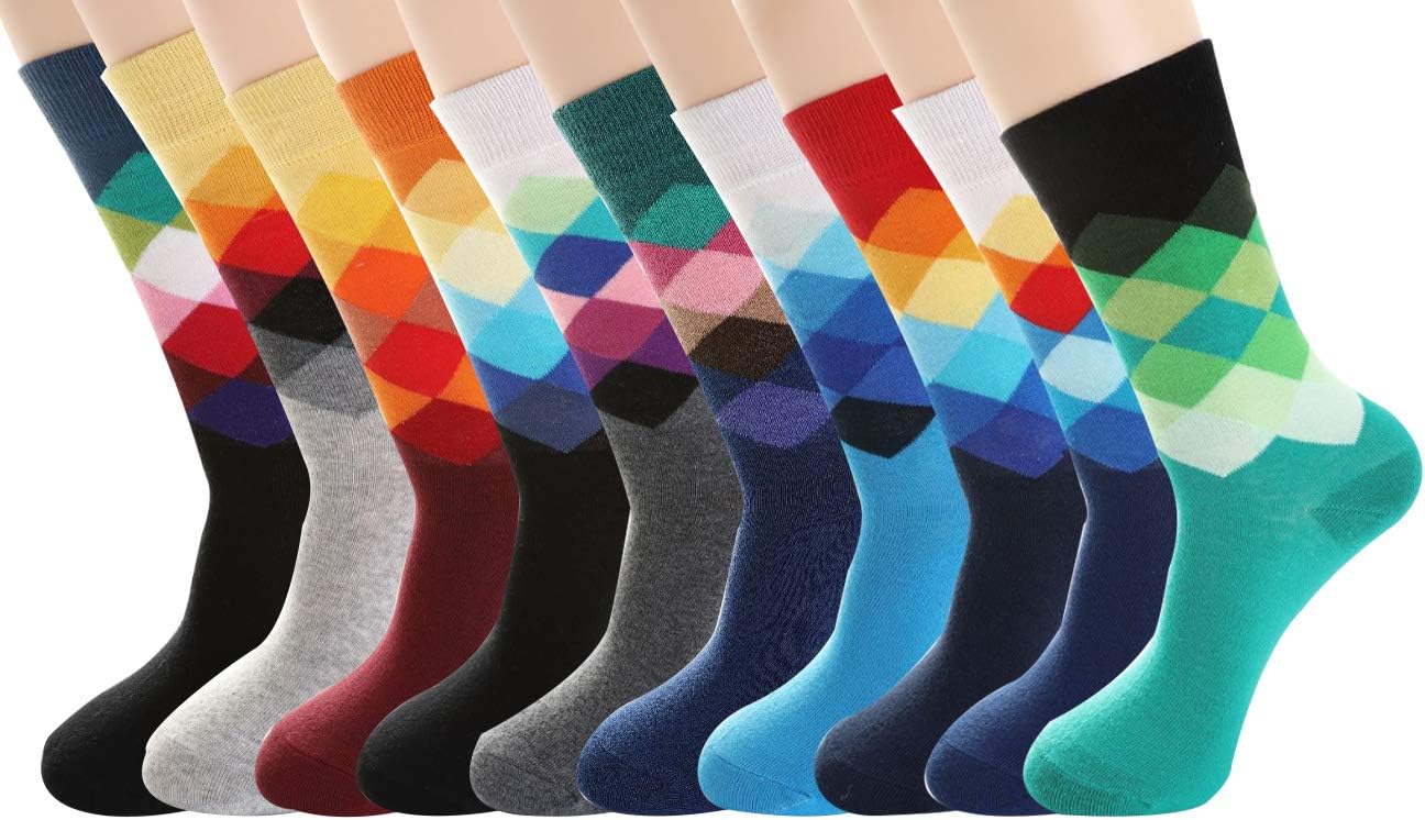 PUTON Men's Fun & Funky Colorful Cotton Dress Socks