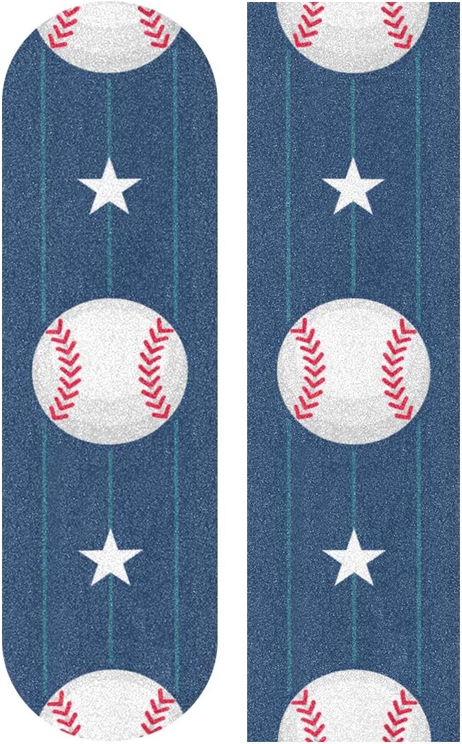 CHQTG Longboard Griptape Baseball Sport Skateboard Grip Tape Sheets ，Sandpaper for Rollerboard Anti-Slip 33.1"x 9.1"inch