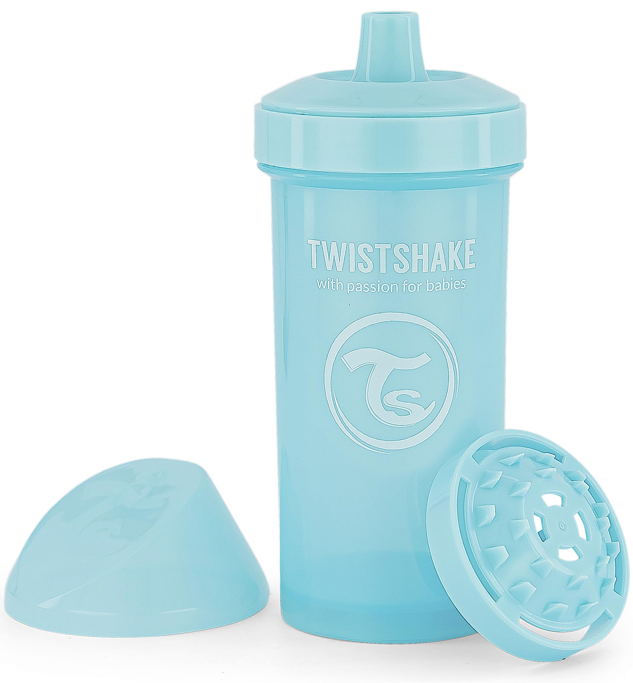 Twistshake Kid Cup - 360ml | Leak-Proof Baby Sippy Cup with Hard Spout and Fruit Mixer | Trainer Bottle for Kids & Toddlers | Spill-Proof Baby Water Bottles | Non-Spill & BPA-Free | Blue