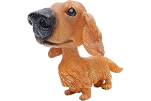 Bobble Head for Cars Cute Nodding Resin Dog Figurines Adorable Dachshund Present for Kid Adults, 5in, Decoración del hogar