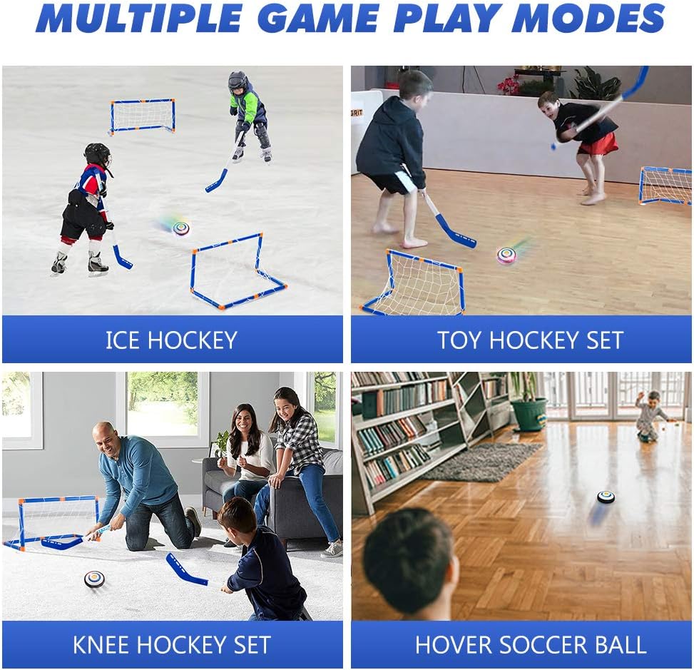 Boys Toys Hover Hockey Set, Hockey Ball Set for Indoor Games, Air Power Training Ball Playing Hockey Game,Hockey Toys for 3 4 5 6 7 8 9 10 11 12 Year Old Boys Girls (Traditional Version): Toys & Games