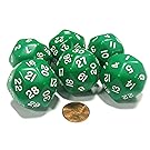 Set of 6 Triantakohedron D30 30 Sided 33mm Jumbo Dice - Green w White Numbers