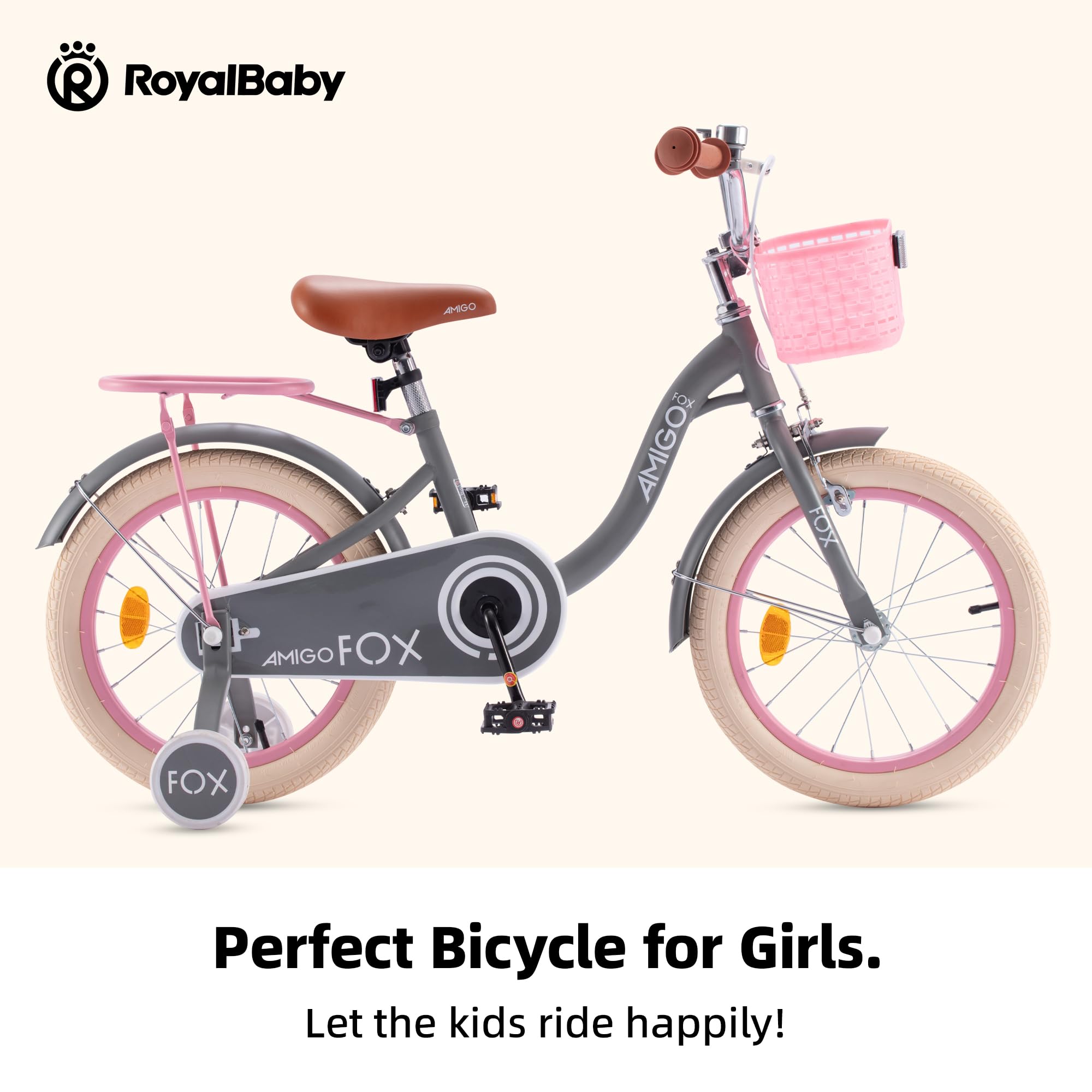 Royalbaby Princess Girls Kids Bike 12 14 16 18 20 Inch Children Bicycle with Basket for Age 3-12 Years