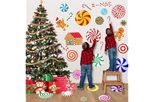 DIYDEC 70PCS Peppermint Floor Decals Stickers, Self-Adhesive Christmas Candy Party Wall Floor Stickers Decals for Christmas Floors Candy Land Decoration