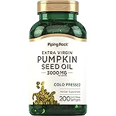 Piping Rock Pumpkin Seed Oil Softgel Capsules | 3000mg | 200 Count | Cold Pressed Herbal Supplement | Extra Virgin | Non-GMO, Gluten Free