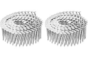 uxcell 480 Count Siding Nails 1-3/4"x0.12" 15-Degree 304 Stainless Steel Ring Shank Full Round Head Collated Wire Coil for La