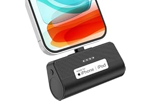 KKD Portable Charger for iPhone, Built-in MFi Certified Plug, 5000mAh Small Portable Phone Charger Power Bank for iPhone 14/13/12/11/XR/X/SE/8/7/6/6s/Pro Max/Plus,AirPods,iPad,Black
