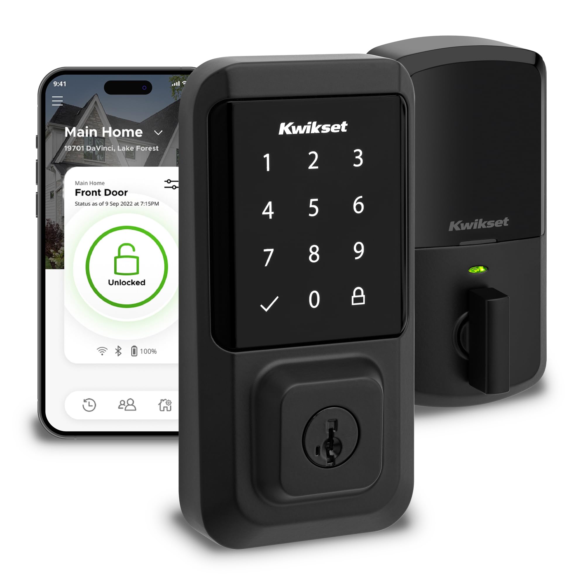 Photo 1 of Kwikset Halo Wi-Fi Smart Lock, Keyless Entry Front Door Touchscreen Deadbolt, Matte Black Finish, Grade AAA Certified, UL Listed, Easy Install No Hub, App Control