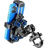 VAZESWIN Motorcycle Phone Mount [Vibration Dampener] [High-Speed Secure Lock] Anti-Shake Motorcycle Cellphone Holder, Bike Phone Mount with Short Arm for 0.5"-1.26" Handlebar, 4.7"-7.2" Smartphone