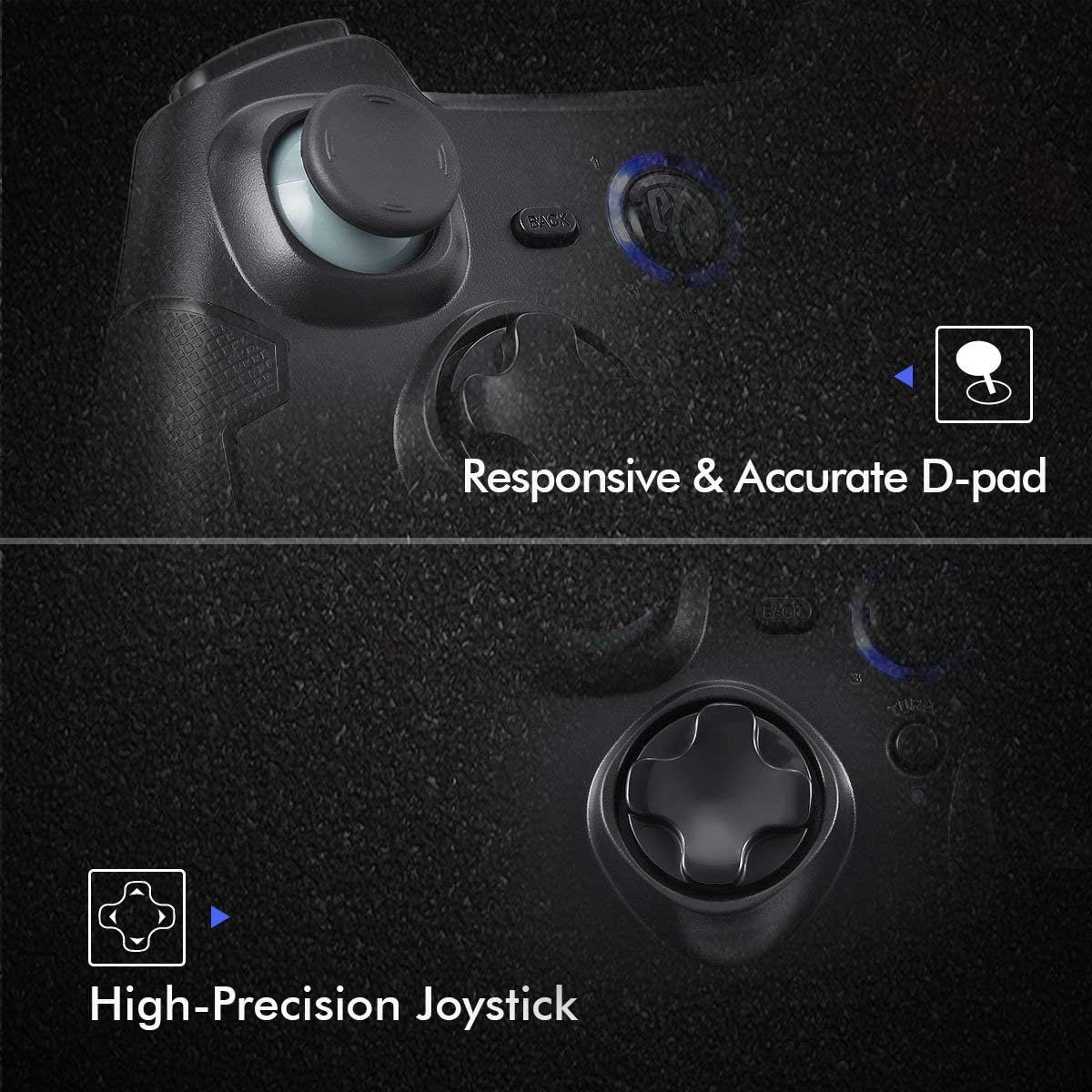 EasySMX Wired Gaming Controller,PC Game Controller Joystick with Dual-Vibration Turbo and Trigger Buttons for Windows/Android/ PS3/ TV Box(Black): Computers & Accessories