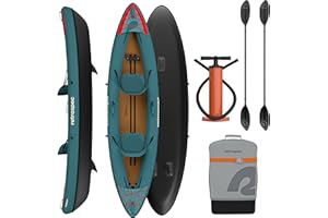 Retrospec Coaster Single & Tandem Inflatable Kayak for Adults, 220 & 440lb Weight Capacity, Lightweight with Paddle & Pump