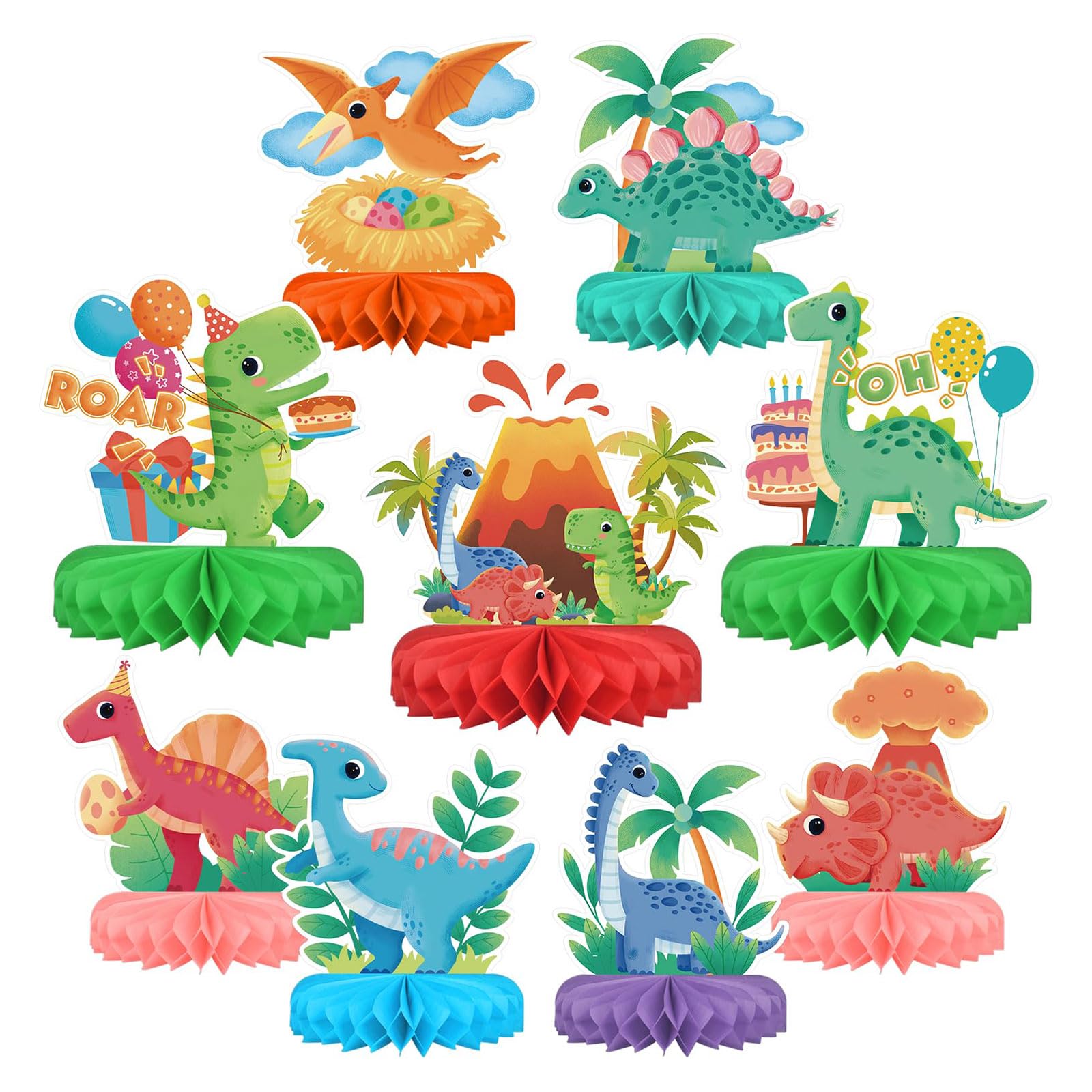 Bubaxuce Dinosaur Birthday Party Supplies Set - Dinosaur Theme Table Decorations with Honeycomb Centerpiece for Magnificent Dinosaur Celebration
