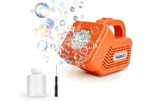 Bubble Maker for Kids, Durable and Portable Automatic Bubble Machine, Automatic 20000+ Bubble Machine for Christmas, Parties, Suitable for Indoor and Outdoor, Orange Fansteck