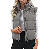 Polu Cropped Puffer Vest Women Sleeveless Stand Collar Padded Gilet Winter Lightweight Puffy Vest