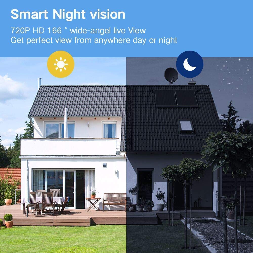 WiFi Video Doorbell with LED Ring HD Battery or AC Power PIR Detection Two-Way Audio Talk Notification/Alert on Phone Motion Detect Recording on SD Card or Cloud