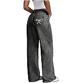 Floerns Women's Bowknot Embroidery Jeans Y2k Straight Leg Boyfriend Denim Pants