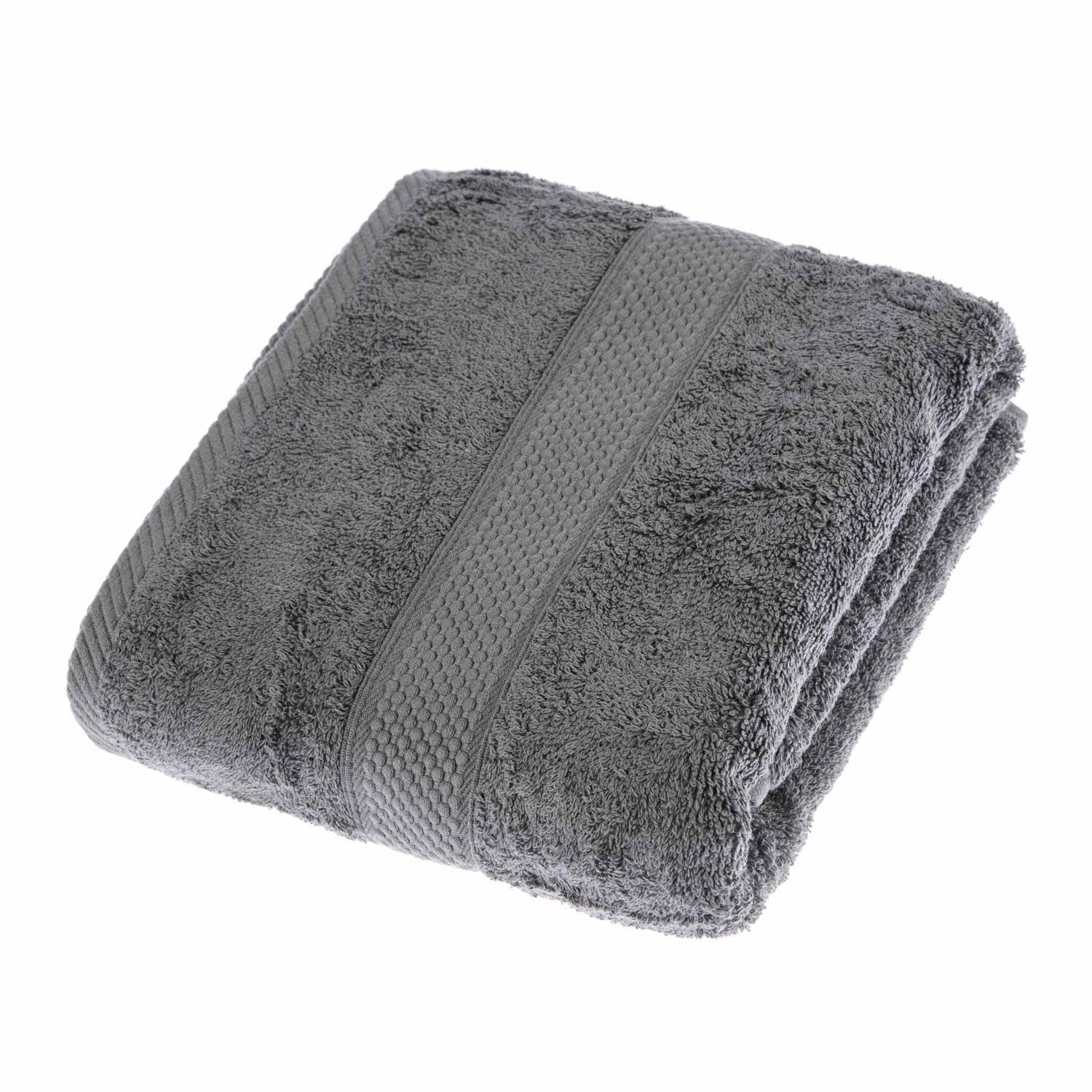 HOMESCAPES Charcoal Grey Turkish Cotton Bath Towel Super Soft Thick & Absorbent 500 GSM Towel Heavy Weight for everyday Luxury