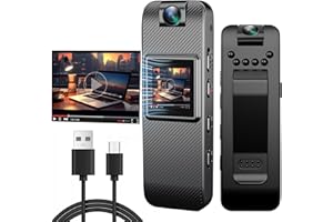 FUXGZ Mini Body Camera HD 1080P Wearable Video Recorder, Small Security Camera with Night Vision 1.3 Inch Display 180° Rotatable Lens, Portable Body Cam for Law Enforcement/Sports/Delivery