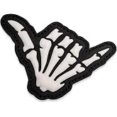 Jestik PVC Patch, Glow in The Dark Funny Patches, Military Tactical Morale Patch with Hook and Loop Fastener, Patches for Backpacks, Military Uniforms, Jeans &amp; Jackets - Hang Loose Shaka Hand White