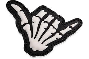Jestik PVC Patch, Glow in The Dark Funny Patches, Military Tactical Morale Patch with Hook and Loop Fastener, Patches for Backpacks, Military Uniforms, Jeans, Jackets, Vests & More - Shaka Hand White