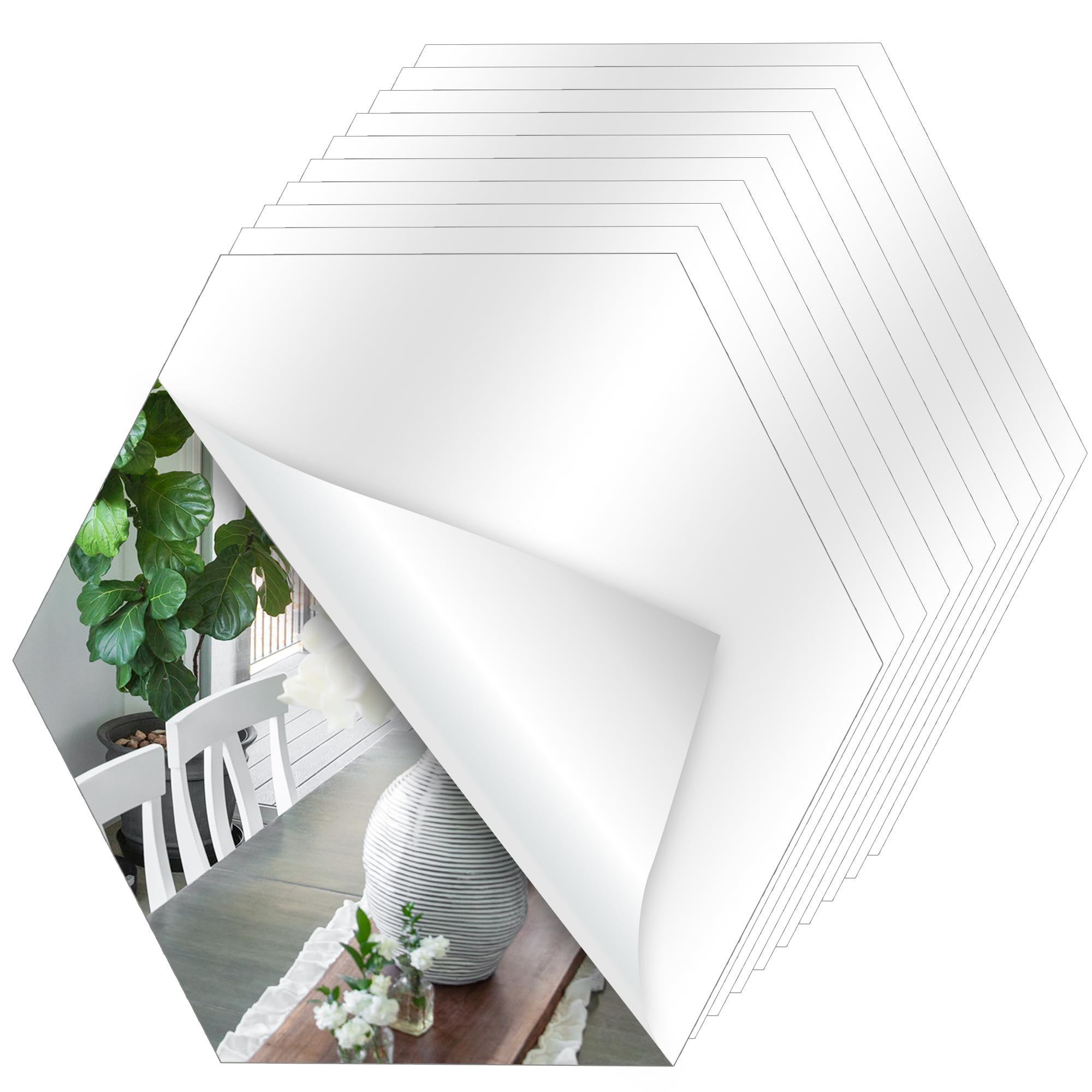 Thick HD Acrylic Mirror Sheet Set Glassless Peel and Stick on Mirrors