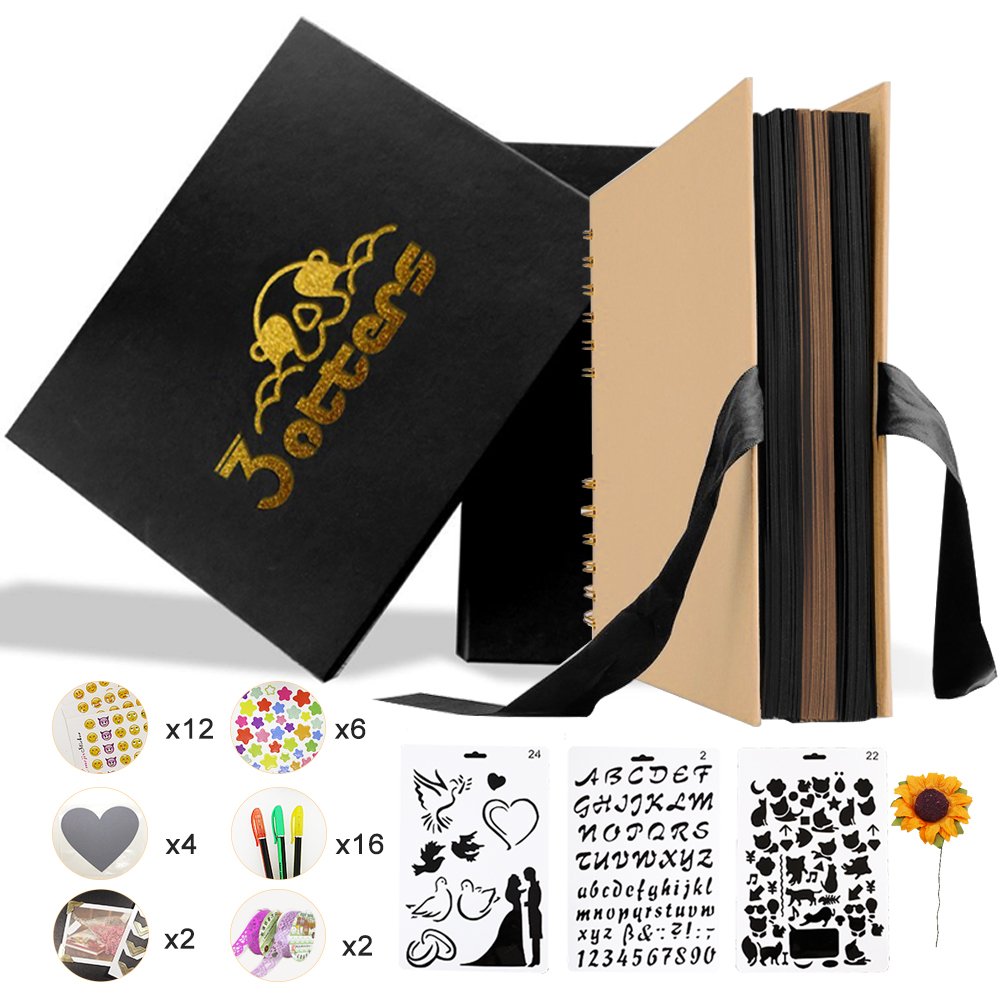 100 Pages Scrapbook, Photo Album DIY Memory Book Craft Paper with Accessories Scrapbooking Supplies for Anniversary Birthday Wedding Gift