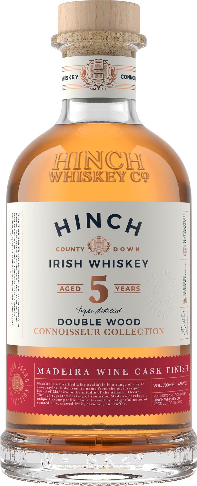 Hinch Irish Whisky aged 5 years Connoisseur Collection 46% vol • triple distilled double wood • Madeira Wine Cask Finish (1 x 0.7 l)