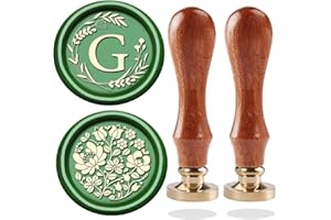 WUERLIN Initial Letter Alphabet G Wax Seal Stamp,Wicker Eucalyptus Initial G Sealing Wax Stamp with Flower Wax Stamp for Wedding Invitation Gift Wrap Envelopes Christmas Card (Initial G)