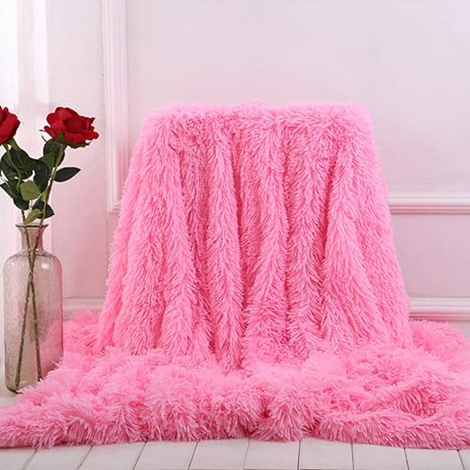 Sleepwish Fuzzy Pink Blanket Shaggy Faux Fur Throw Blanket Girls Bedding Cover Sofa Floor Throws Decorative Blanket 51x63 Throw Home Blankets