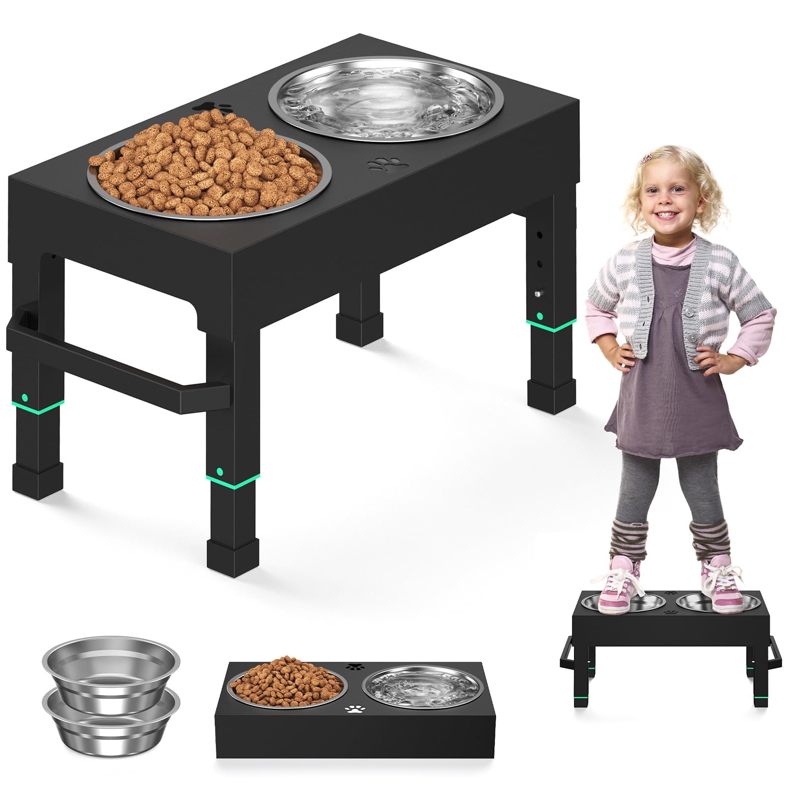 Photo 1 of Metal Elevated Dog Bowls Stand Large Breed, Height Adjustable Raised Dog Bowls Holder with 2 Stainless Steel Food Bowls for Small, Medium and Large Canine