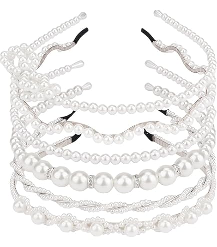 Amazon.com : SHEHARUHI 5pcs White Pearl Headbands Cute Pearl  display picture 1
