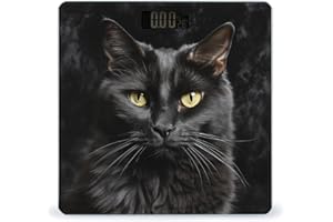 A Black Cat on A Black Background Scale for Body Weight Highly Accurate Digital Bathroom Scale Sturdy Tempered Glass Weighing