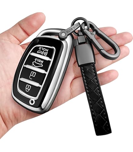FEYOUN Funda Para Llavero Compatible Con Hyundai Elantra Elantra GT Ioniq Sonata Tucson Smart 4 Botones TPU Funda De Protección Para Llave Remota Sin Llave, Negra