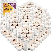 MontoPack Unscented Tea Light Candles 400 Pack | 4 Hours, White, Smokeless, Dripless Small Votive Paraffin Tealights | Long-Lasting for Home, Shabbat, Weddings, Events, Emergencies | Mini Candles Bulk