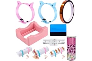 RIOMH Pinch Perfect Tumbler Clamp and Cup Cradle for Sublimation Paper and Vinyl Decals, Sublimation Tumbler Pinch for 15-20 Oz Blanks Tumblers, Coming with Ruler, Tape, Felt Edge Squeegee