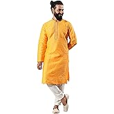 Filori Studio - Men's Traditional Motif Self Woven Design with Lace Detailing Long Kurta (Kurta Only)