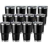HASLE OUTFITTERS 30oz Stainless Steel Tumbler, Double Wall Vacuum Insulated Travel Mug Tumbler, Durable Insulated Coffee Mug, Gift Box Set (Black, 12)