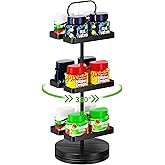 BEGULF 12 Flavor Pod Holder Compatible with Ninja Thirsti, 3 Tier Thirsti Flavored Water Drops Organizer, 360° Rotatable Pods Storage Rack for Ninja Thirsties Drink System (Black)