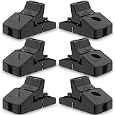 Rat Trap, 6 Large Reusable Snap Traps for Mouse Chipmunks Indoor Outdoor | Easy to Use, Instant Humane Kill, Effective Powerful Patented Design