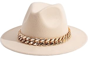 Gossifan Men & Women Belt Buckle Fedora Hat Wide Brim Floppy Panama Hat