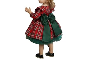 AUJUBUY Girls Christmas Dress Toddler Baby Girl Family Matching Christmas Outfits Plaid Tulle Tutu Skrit Xmas Clothes Kids
