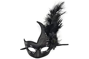 Awlsyj Women's Feather Masquerade Mask Venetian Halloween Mardi Gras Costumes Party Ball Prom Mask