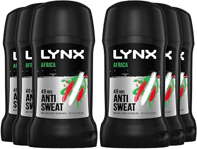 Lynx Africa Anti-perspirant Stick 6 Pack 48 Hour Odour Protection Deodorant 50ml