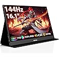 HotYeah 16.1'' 144Hz Portable Gaming Monitor, 106% sRGB 1080P FHD Portable Monitor USB-C HDMI External Display HDR Travel Screen w/Smart Cover, 2nd Screen for Laptop, PC, Mac, Switch, PS5/4, Xbox