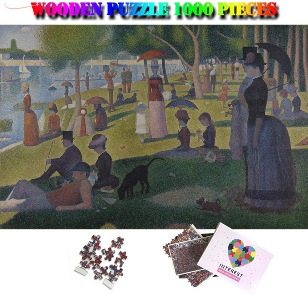 KUANGPT 1000 Pieces of Wooden Puzzle-A Sunday on La Grande Jatte Jigsaw Puzzle Adults 1000 Pieces Wooden Puzzle Famous Painting Kids Puzzles Toys Home Decor- Jigsaw Puzzle 1000 Piece (75X50CM)