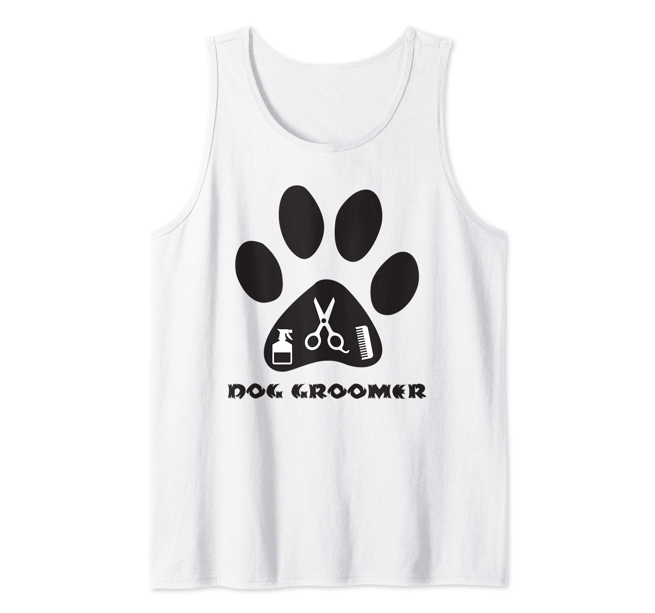 Dog Groomer Gift Dog Grooming Helper Paw Print Scissors Tank Top
