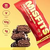 Misfits Vegan Protein Bar Dark Chocolate Brownie 12g Protein 1g Sugar 15 Pack view 2