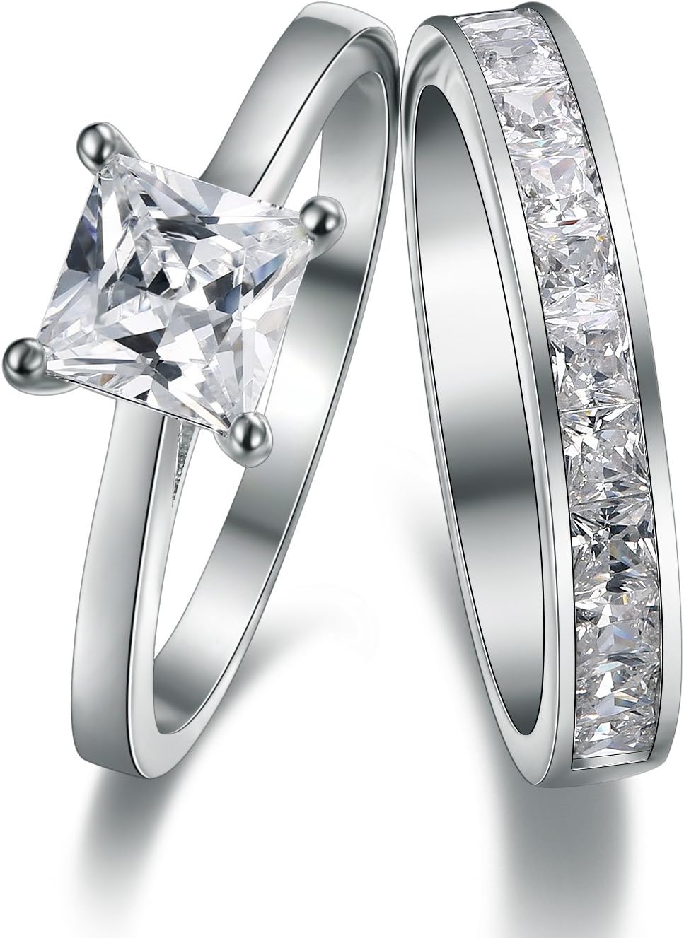 925 Sterling Silver Eternity Engagement Wedding Ring Set for women For Birthdays Christmas Wedding