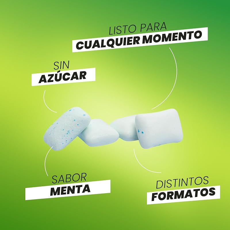 60 Minutos Menta - Chicles sin Azúcar con Sabor a Menta - Paquete de 16 Envases 22 g